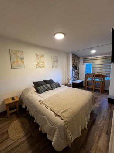 a bedroom with a large bed with pillows on it at Ulen in Ushuaia