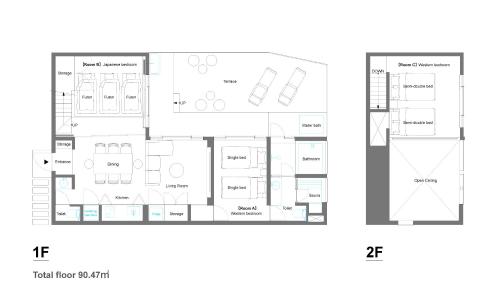 a floor plan of a house at Smart Villa Hakone Gora - Smart Villa 箱根強羅 in Hakone