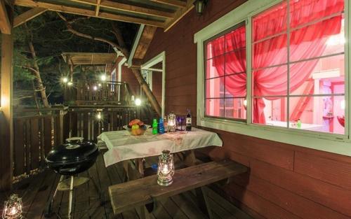 a small table in a room with a window at Hoengseong Pine Bell Pension in Hoengseong