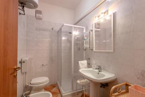 a bathroom with a toilet and a sink and a shower at Casa Parco dell'Elsa in San Marziale