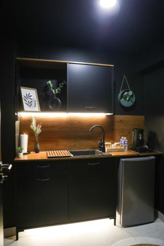 une cuisine avec un évier et un plan de travail dans l'établissement Suite d exception avec spa privatif, à Arnouville-lès-Gonesse