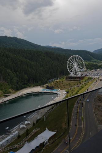 a ferris wheel and a beach with a ferris wheel at Glacier Premium Apartments in Bukovel