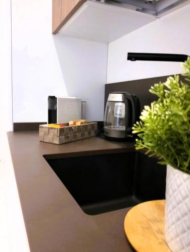 een aanrecht met een koffiezetapparaat bij Lily Suite 10 in Palermo