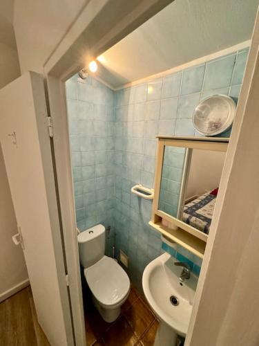 une petite salle de bain avec toilettes et lavabo dans l'établissement Logement avec 1 chambre, à Gagny