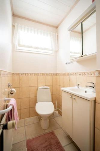 a bathroom with a white toilet and a sink at Simojärvi Lake House - 1h 20m from Rovaniemi City - Omakotitalo Simojärvellä in Ranua