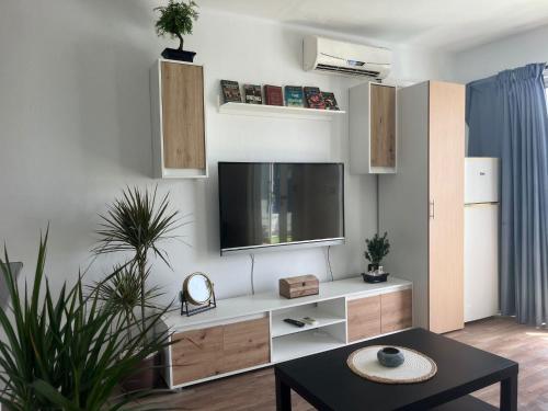 Televiisor ja/või meelelahutuskeskus majutusasutuses Estudio Delfines 4