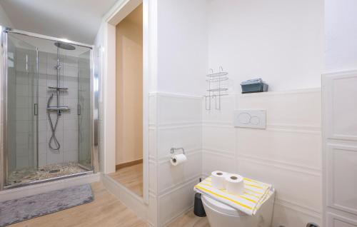 a bathroom with a shower and a toilet at 2 Bedroom Nice Home In Albagnano Di Bee in Bee