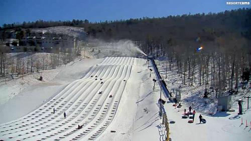 an aerial view of a ski slope in the snow at Summit Pool Lodge in Little Cove