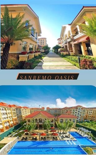 a collage of two pictures of a resort at Sanremo Oasis by Beau Condotels in Cebu City