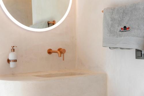 a bathroom with a sink and a mirror at Burgemeestershof in Wetteren