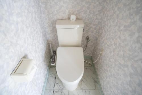 a bathroom with a white toilet in a room at マリナベイToya in Toya