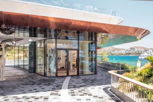 a building with a store with a giraffe in it at Emerald Stone Apartment Varkiza in Vari