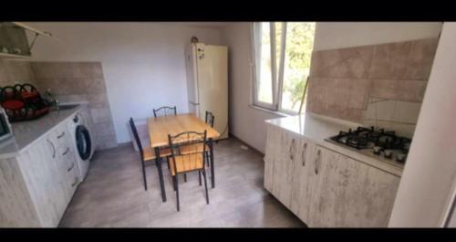 una cucina con tavolo e sedie in una cucina di Natalie's House a Kobuleti