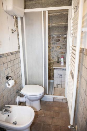 a bathroom with a toilet and a sink at Appartamento rustico con vista in Montelupo Fiorentino