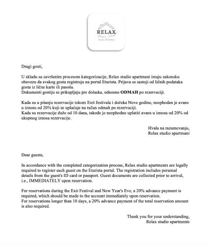 a letter of recommendation from the ministry of health with a screenshot of the document at Relax studio apartman Novi Sad, Telep in Pasuljište