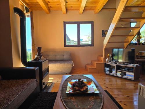 un salon avec un canapé et une table dans l'établissement Enchanting chalet amidst impressive nature, à Žabljak
