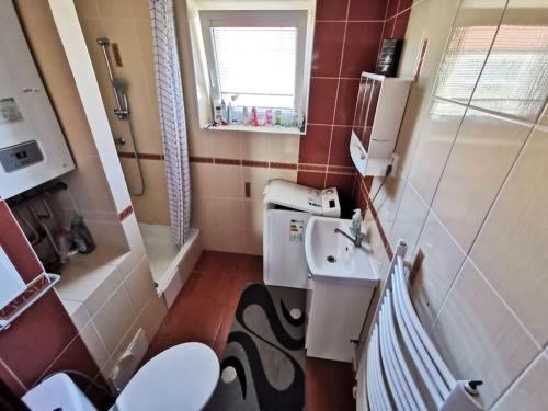 un piccolo bagno con un water e un lavandino di Apartmán v Centre mesta a Prešov