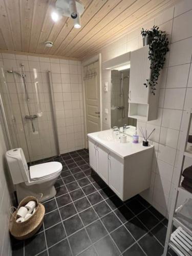 a bathroom with a toilet and a sink at Leilighet på Tyinkrysset in Tyinkrysset