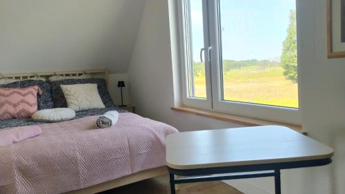 Postel nebo postele na pokoji v ubytování agroturystyka domek na trawie