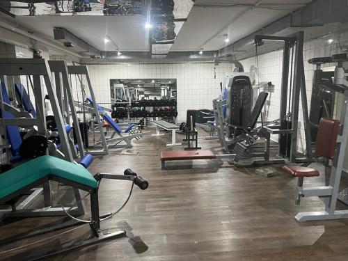 a gym with several treadmills and machines in it at Best-Budged24 in Offenburg