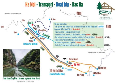 a map of the trekking route of the inca trail at Huy Trung Homestay in Bắc Hà