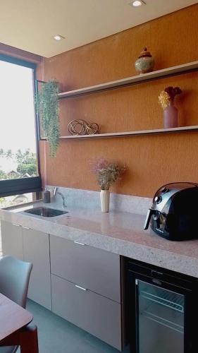 Dapur atau dapur kecil di Eco Resort Praia dos Carneiros Flat Colina