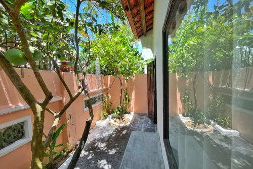 an internal courtyard of a house with a tree at Hoi An Garden Villas in Hoi An