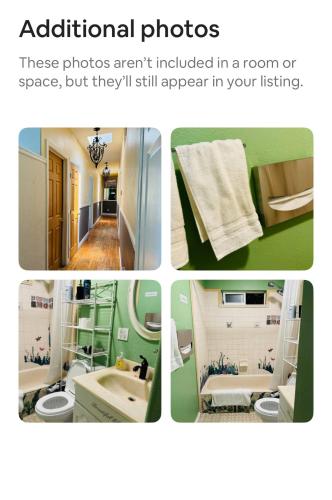 a collage of photos of a bathroom and a room at Cozy House Nested Around Trees Ｃ in San Jose
