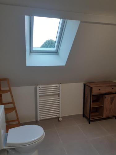 une salle de bain avec toilettes et fenêtre dans l'établissement Le plan d'eau, à Civray-de-Touraine