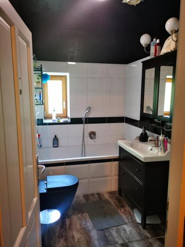 un bagno con vasca, WC e lavandino di Vila Samobor a Samobor
