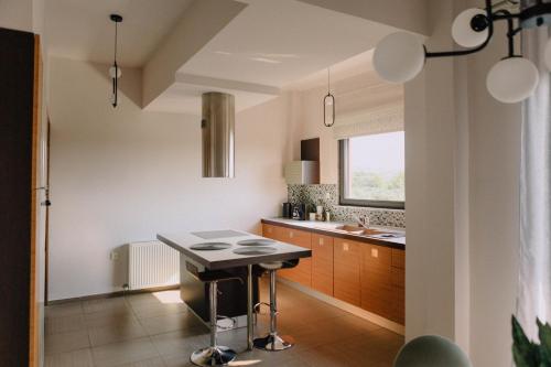 a kitchen with a table and a sink at Anassa House in Alexandroupoli