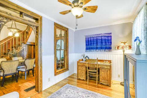 a home office with a mirror and a desk at Granbury Home with Fire Pit, Walk to The Square! in Granbury