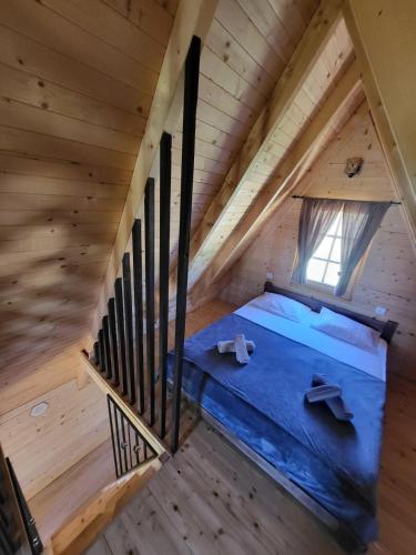an overhead view of a bedroom in a tiny house at Monte Diva Zabljak in Žabljak