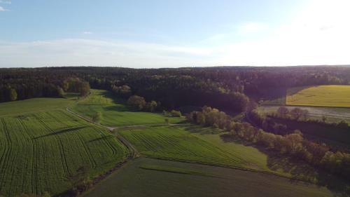 an aerial view of a green field with trees at Pausenhof Zweite-Heimat in Rauhenebrach