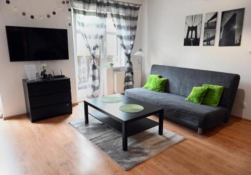 Телевизор и/или развлекательный центр в Szklarska Poręba dwupoziomowy, duży apartament z garażem i sauną