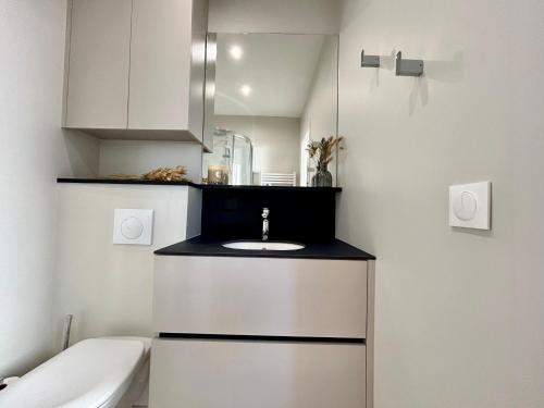 a bathroom with a sink and a toilet in it at Ô StudiO Terrasse - Centre ville de Lorient - Gare in Lorient