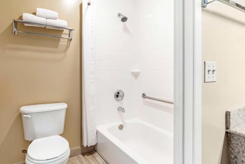 a bathroom with a white toilet and a bath tub at Best Western China Lake Inn in Ridgecrest