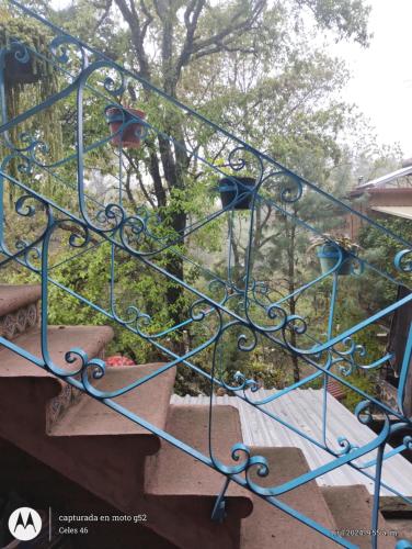 a set of stairs with lights on them at Eco Rooms Pablo's in Curva La Pera