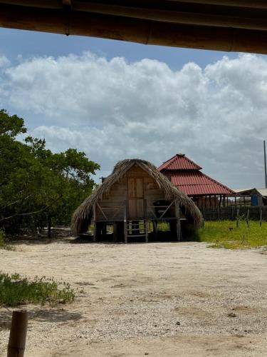 un gran edificio con techo de paja en un campo en Sutsha Wayuu, en Manaure