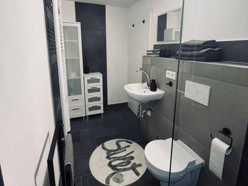 ヴァルトザッセンにあるAuszeit Zwanzigのトイレと洗面台付きのバスルーム