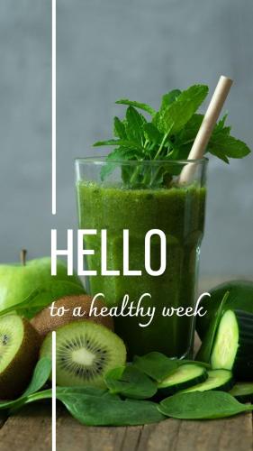 a sign that says hello to a healthy meal with kiwis and a green at Bintana sa Paraiso Binunsaran in Mambajao