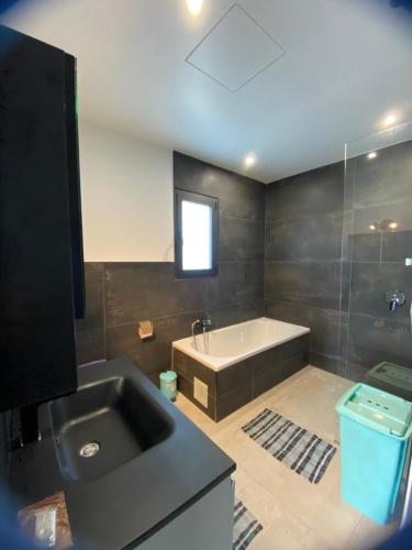 une salle de bain avec une baignoire et un lavabo dans l'établissement Belletoile, à Montauroux