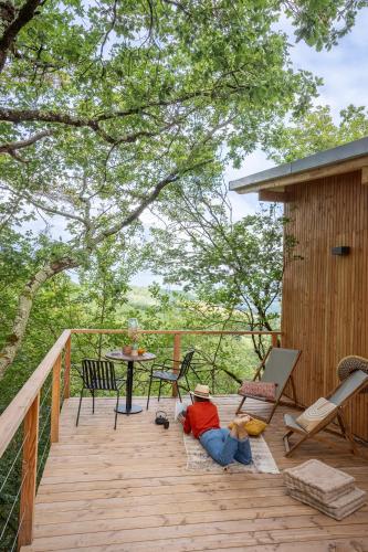Μπαλκόνι ή βεράντα στο Les Coteaux - Lodges & Expériences