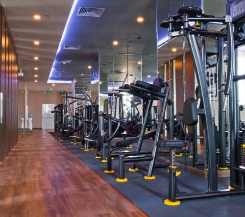 a gym with a row of treadmills and machines at Modern 2BR Condo at Terra Royal by Orli Studio F21 in Ho Chi Minh City