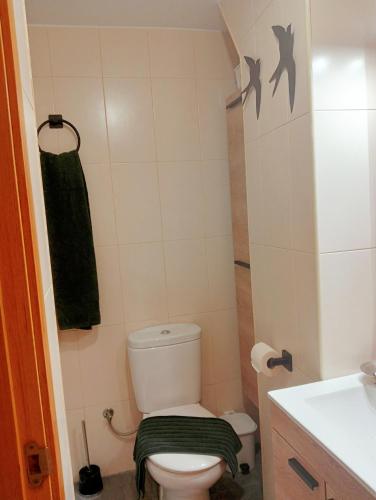 a small bathroom with a toilet and a sink at PAUTANA, céntrico y a pocos minutos de Vigo in Cangas de Morrazo