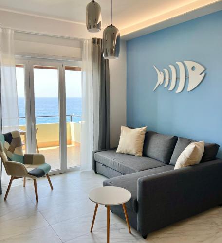 Χώρος καθιστικού στο Milazzo blu Fronte Mare, Vista Eolie