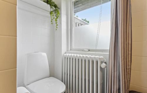 a bathroom with a toilet and a window and a radiator at Holiday Home Norre Nebel Lii in Nymindegab