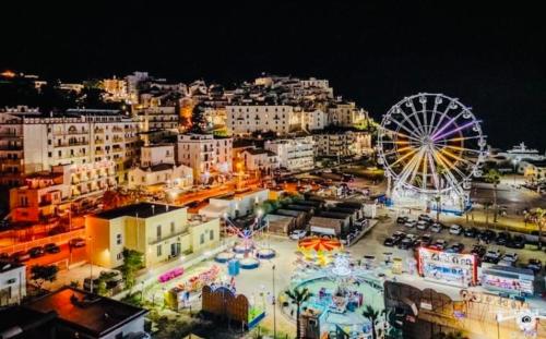 a night view of a city with a ferris wheel at B&B La Maison del Borgo in Rodi Garganico