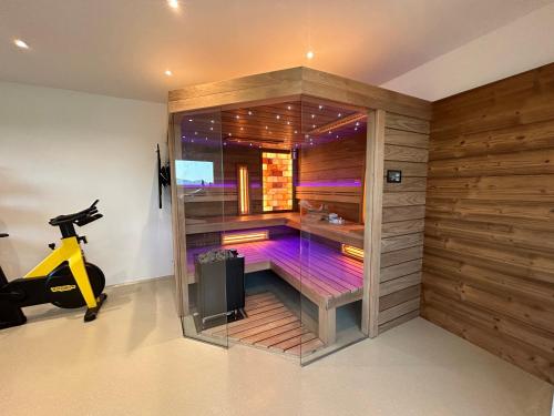 a room with a sauna with a bike in it at Traumhaus in den Weinbergen - max 8 Personen - mit Self-Check-in in Sankt Stefan ob Stainz