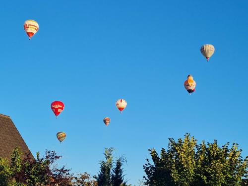 a group of hot air balloons flying in the sky at Hygge Apartment in Warstein